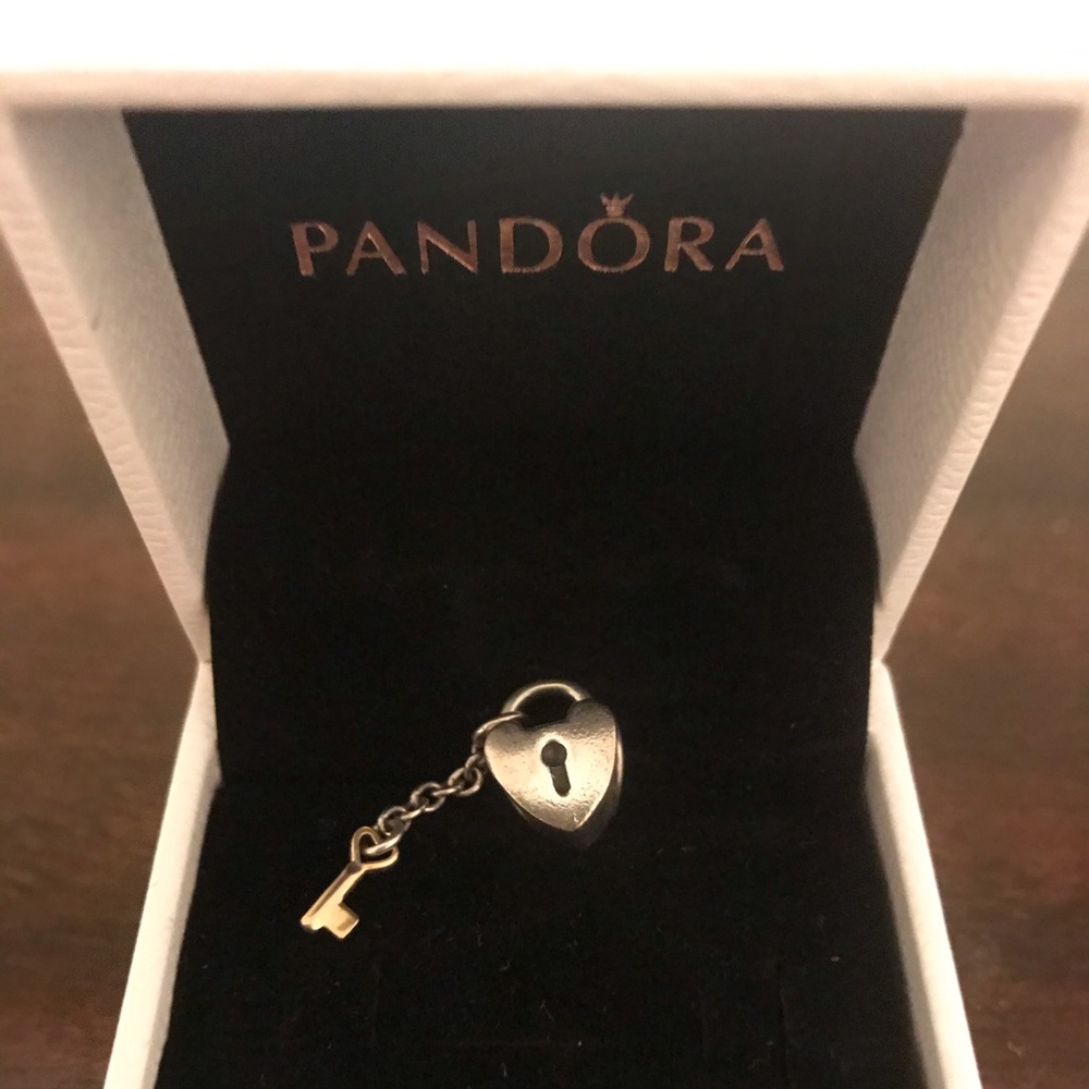 Pandora Two Toned Heart Lock & Key Charm